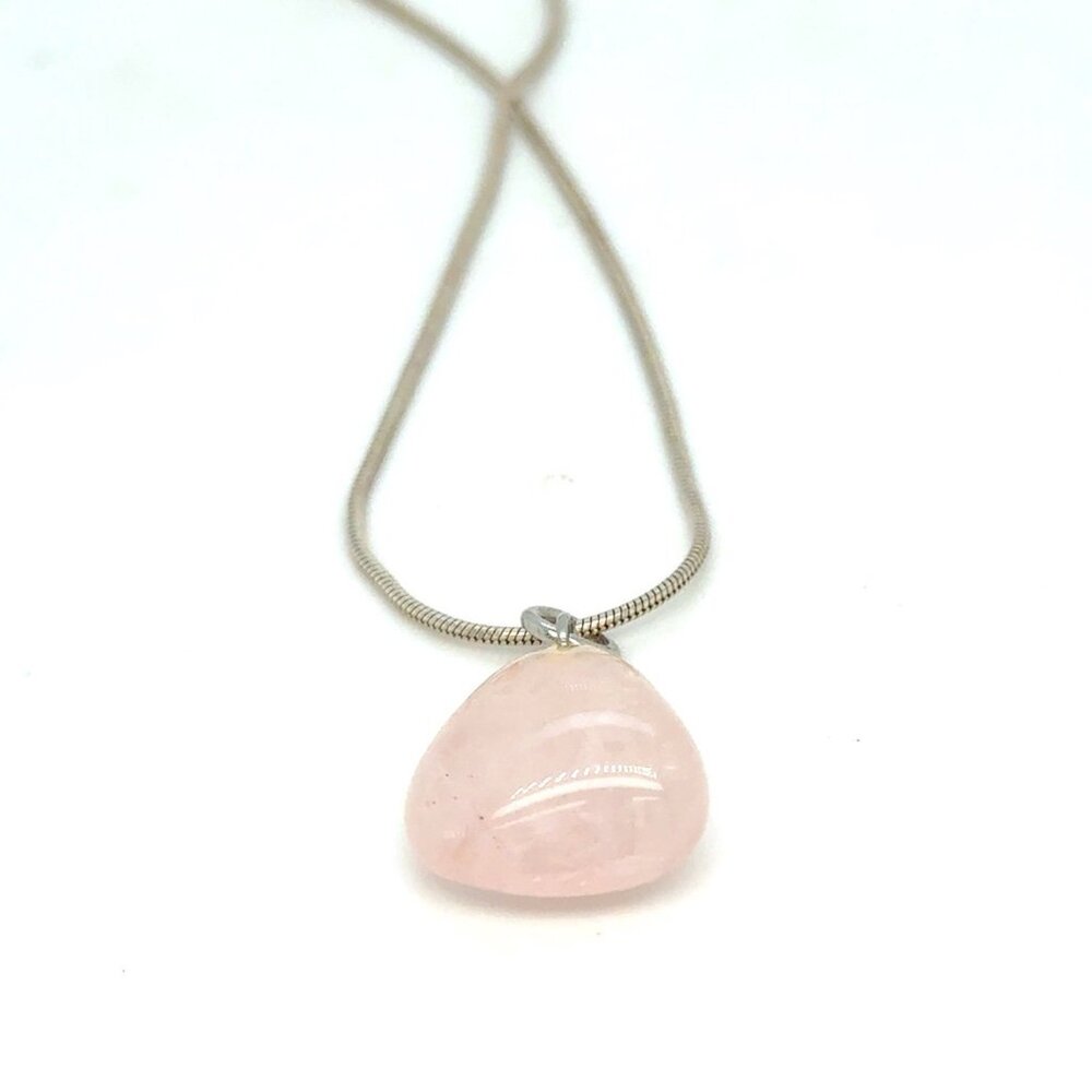 Pink Quartz Sterling Silver Chain Necklace - Picture 4 of 8
